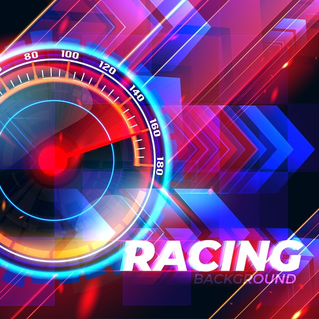 Banner Speed motion background with fast speedometer car Racing velocity background