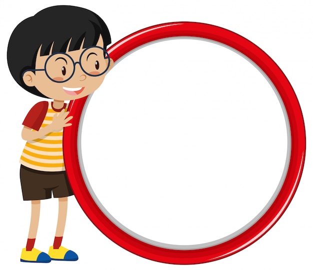 Banner template design with boy and red circle