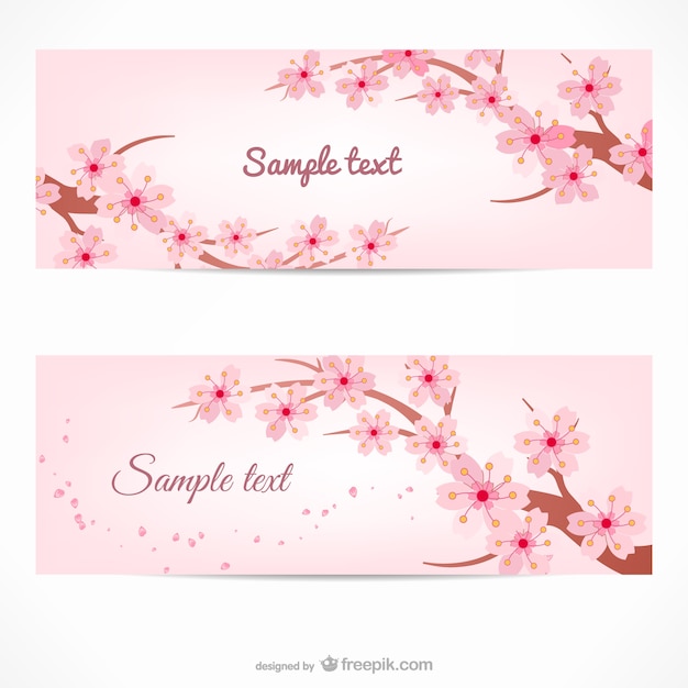 Free Vector banner template with cherry tree branches