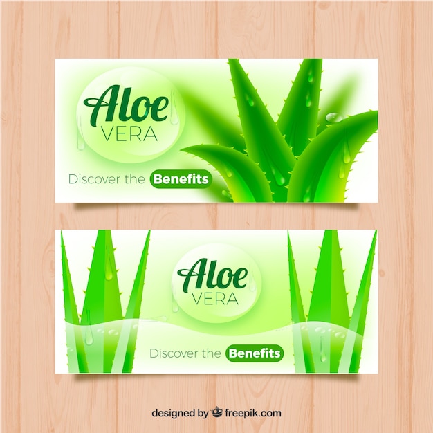 Free Vector banners of aloe vera benefits