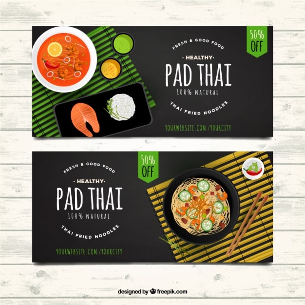 Free Vector banners of asian restaurants with offers