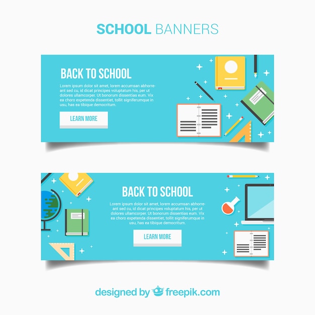 Banners of back to school in flat design