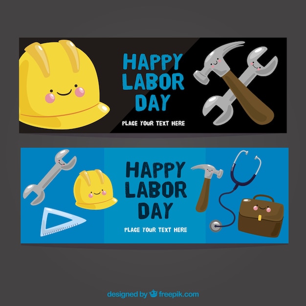 Free Vector banners beautiful labor day set 