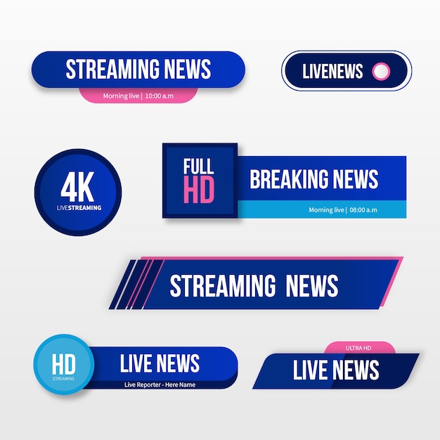 Banners of live news streams