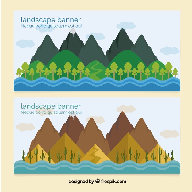 Banners of mountainous landscapes