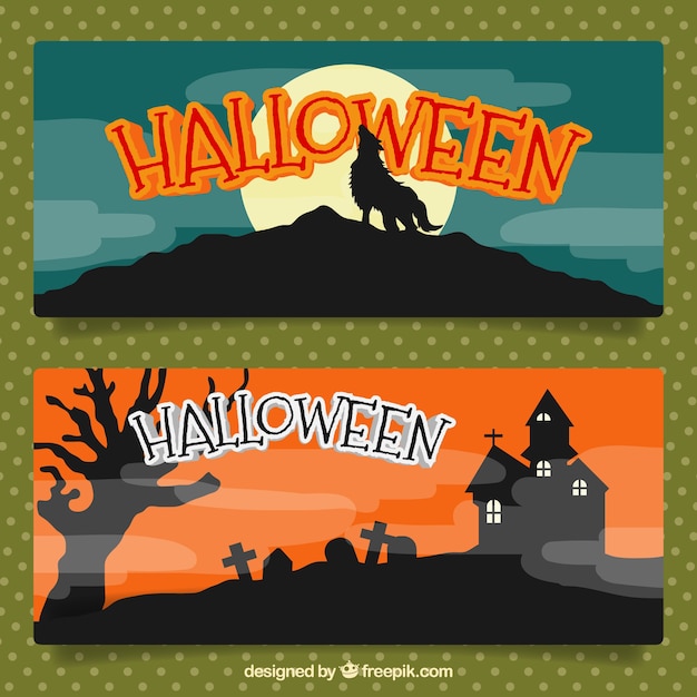 Free Vector banners set of terrifying landscapes