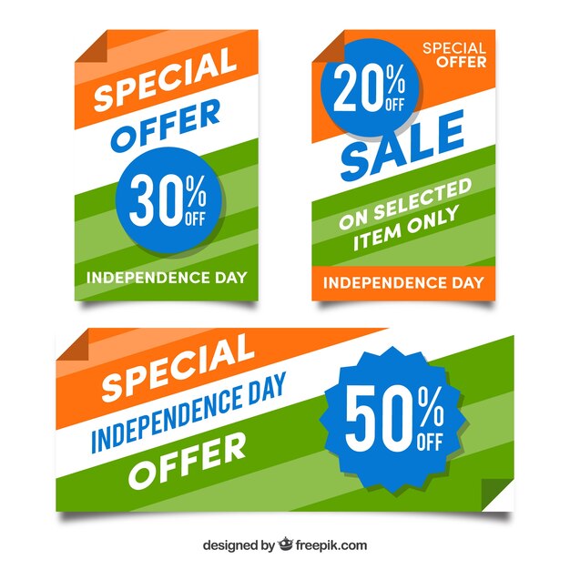 Banners of special offer for indian independence day