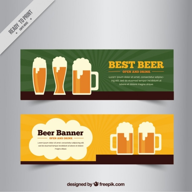 Banners with beers in flat style