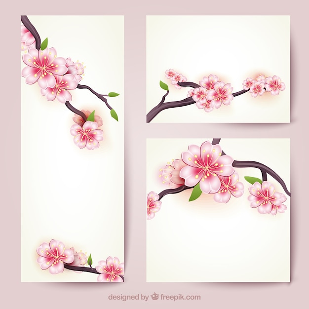 Banners with cherry blossoms