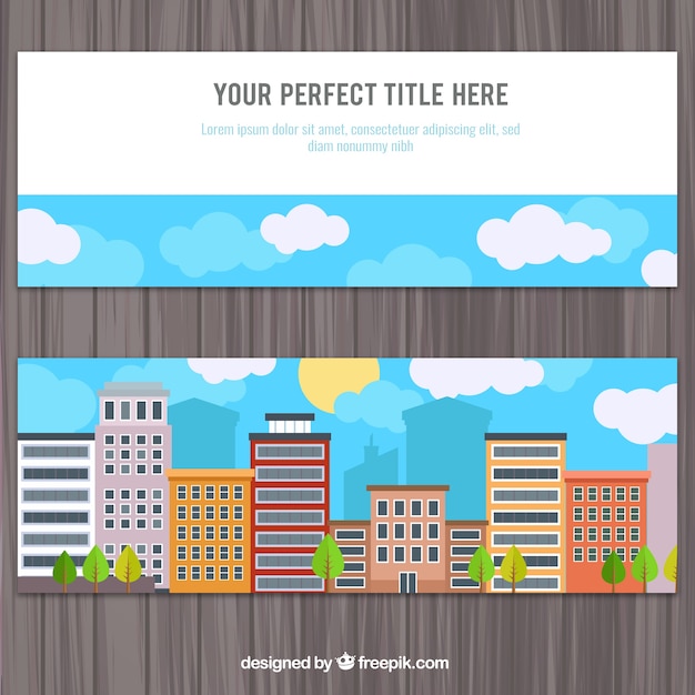 Free Vector banners with city landscape