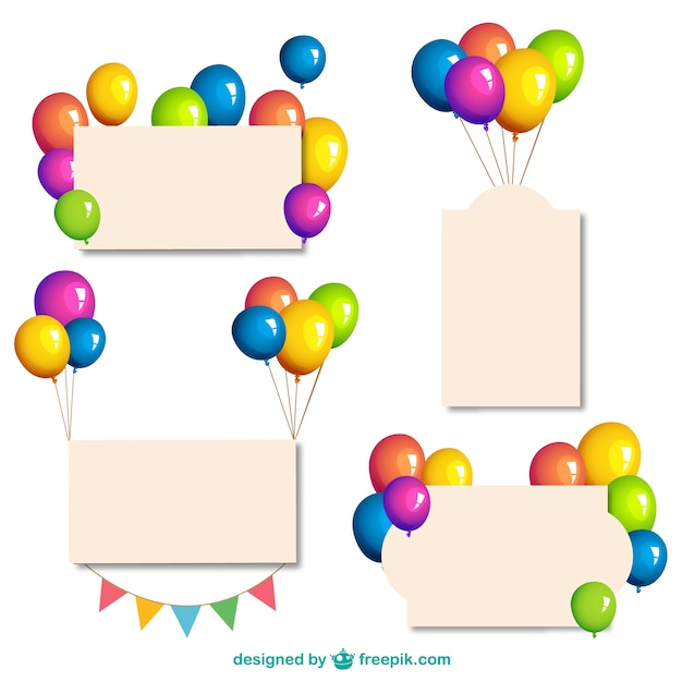 Banners with glossy balloons