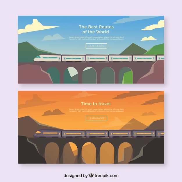 Free Vector banners with travel concept