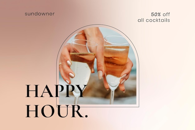 Free vector bar campaign banner template vector with brandy glass photo