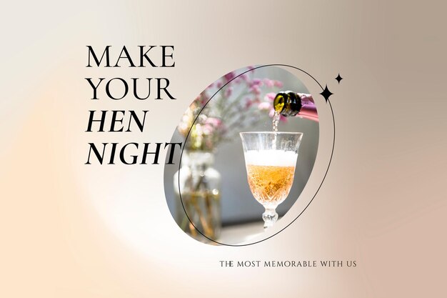 Bar campaign banner template with champagne glass photo