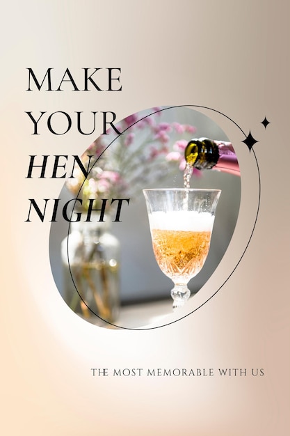 Free Vector bar campaign poster template with champagne glass photo