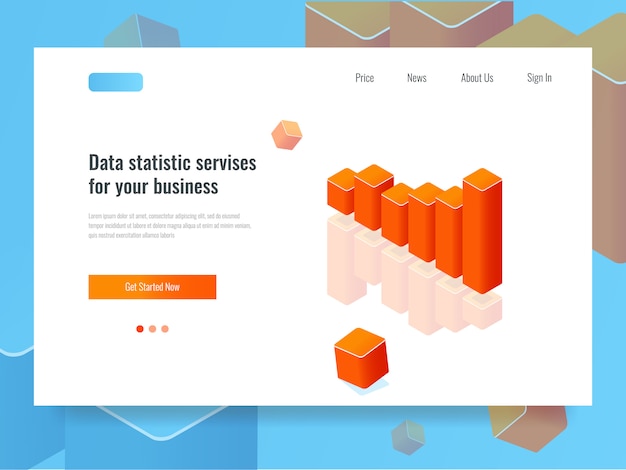 Bar chart banner, statistic and planning concept, business analytics