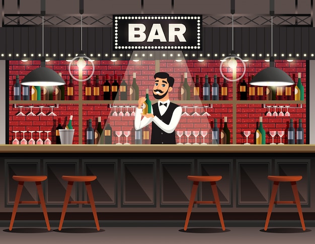 Free Vector bar interior realistic composition 