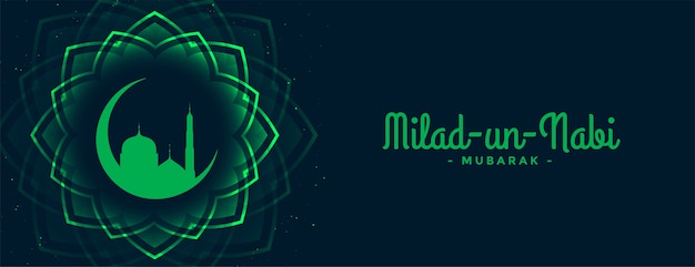 Free Vector barawafat milad un nabi festival green banner