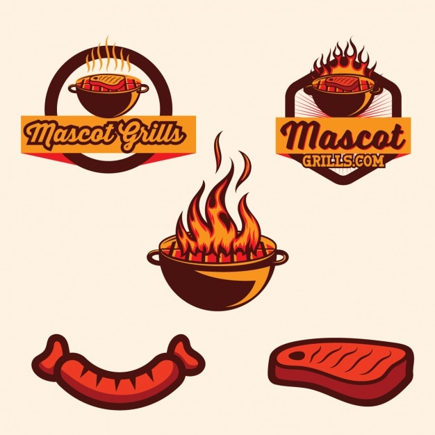 Free vector barbecue logo template collection