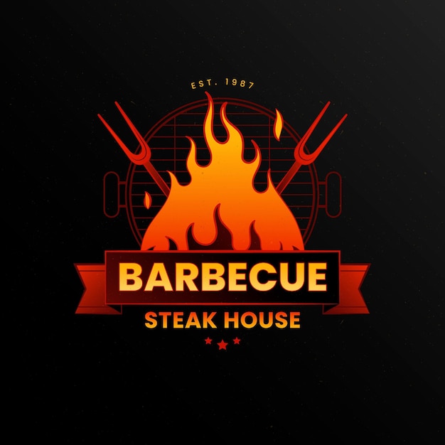 Barbecue logo template with details