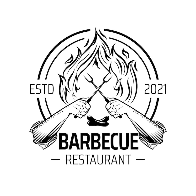 Free Vector barbecue logo template with details