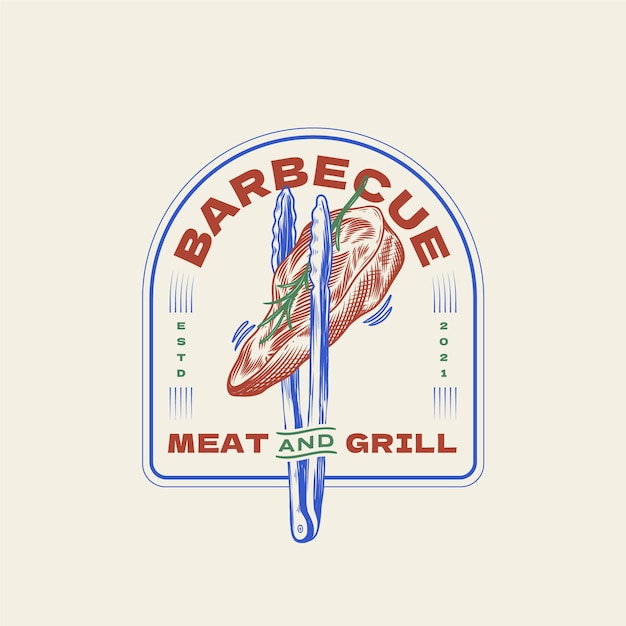 Free Vector barbecue logo template with details