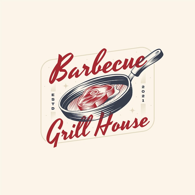 Barbecue logo template with details