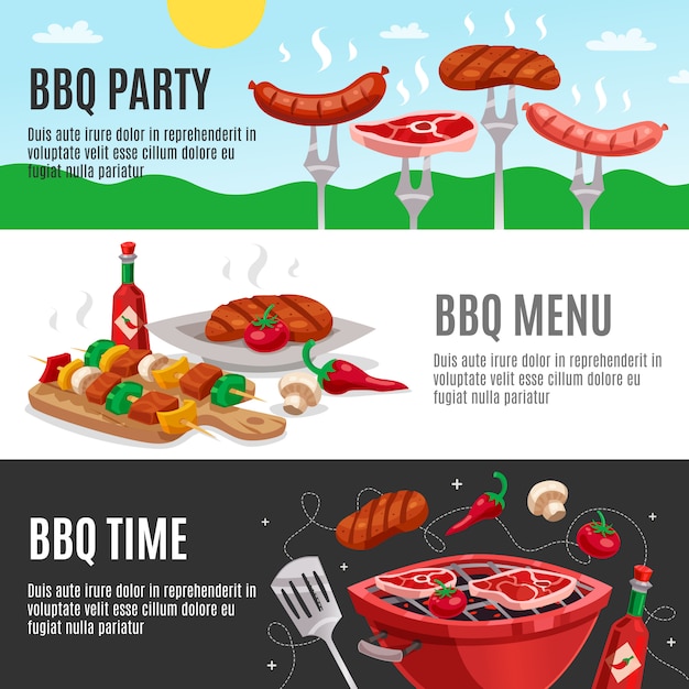 Free Vector barbecue menu banners set