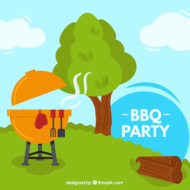 Barbecue party in a beautiful countryside background