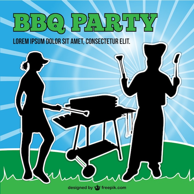 Free vector barbecue party silhouettes