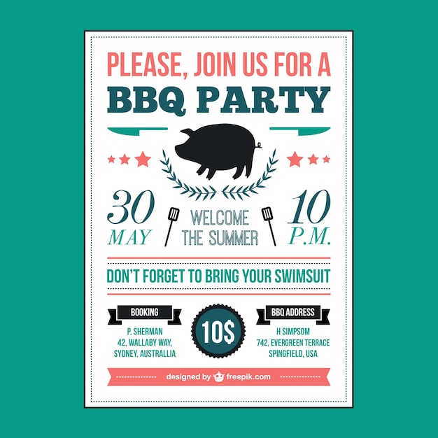 Free vector barbecue picnic poster