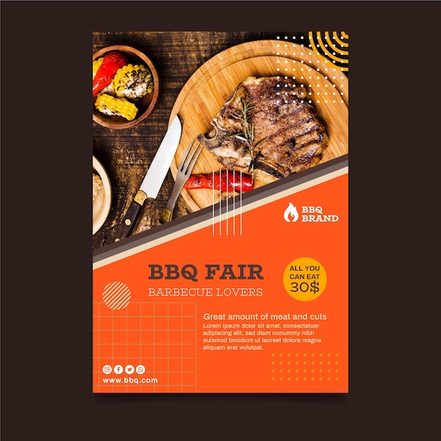 Free Vector barbecue vertical flyer template