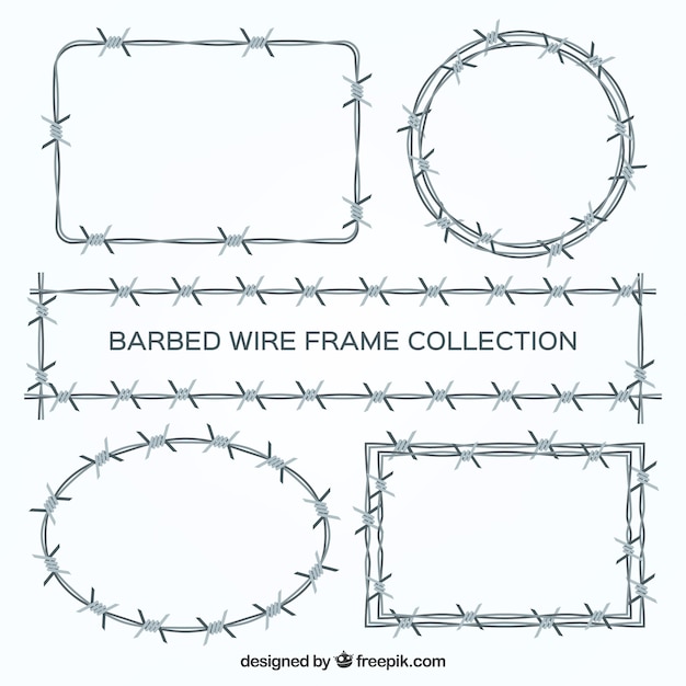 Free Vector barbed wire frame set of five