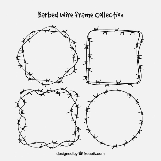 Free Vector barbed wire frame set of four