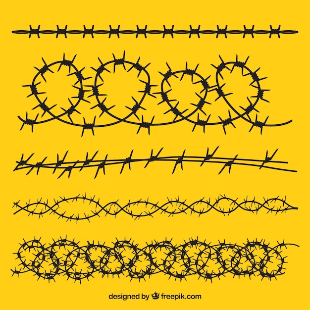 Free Vector barbed wire pack on yellow background