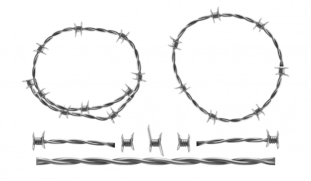 Free Vector barbed wire realistic illustration, separate elements of barbed wire 