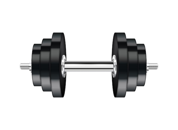 Barbells dumbbells fitness realistic composition with isolated image of dumbbell with heavy load vector illustration