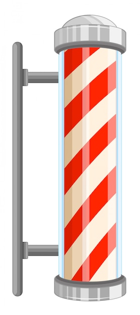 Barber pole sign on white background