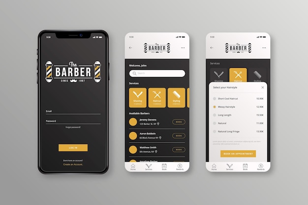 Free Vector barber shop booking app