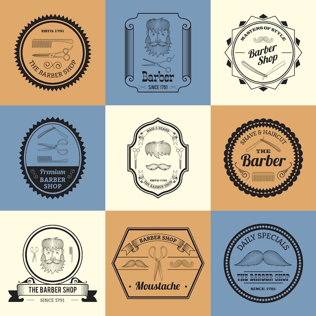 Free Vector barber shop logos