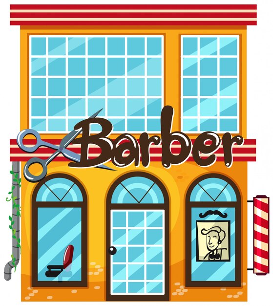 A barber shop on white background