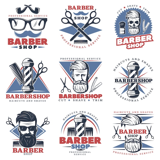 Free Vector barbershop emblem set