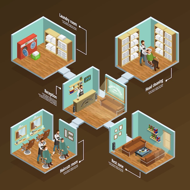 Barbershop Isometric Concept 