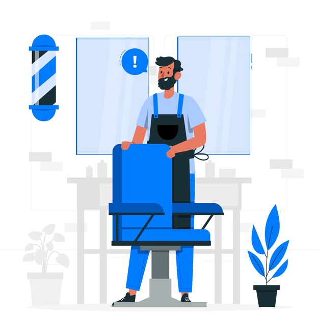 Barbershop waiting clients concept illustration