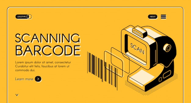 Barcode scanning equipment store web banner or site 