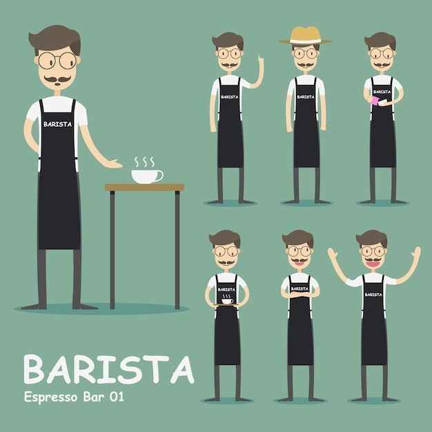 Free Vector barista character collection