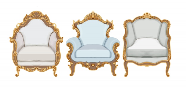 Baroque style chairs with gold elegant decor