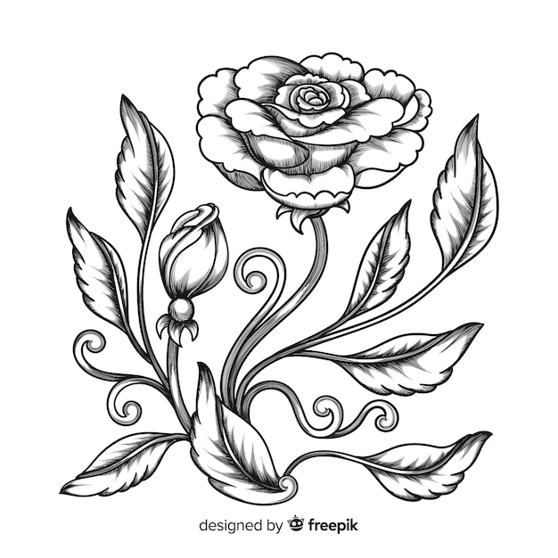 Free vector baroque vintage flower