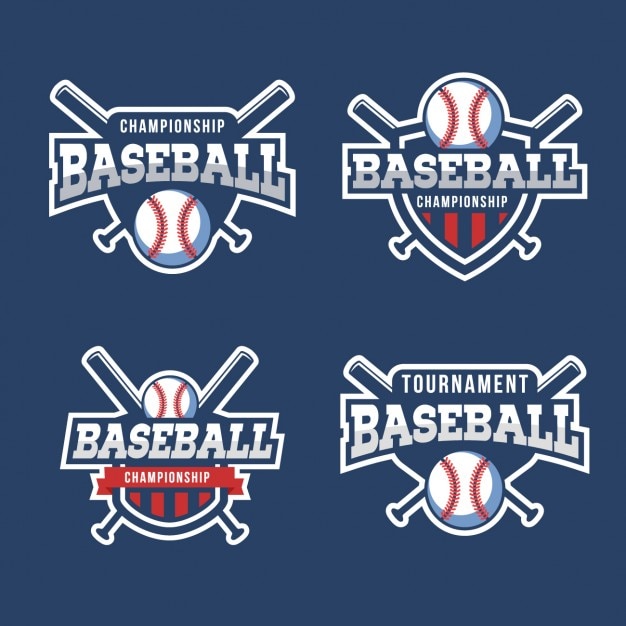 Free Vector baseball badges collection