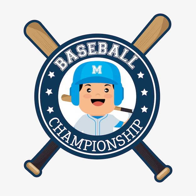 baseball championship badge player with bats